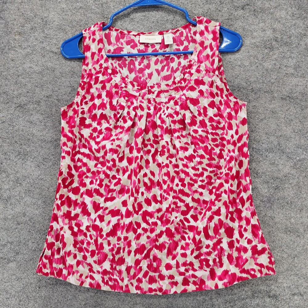 Chicos Blouse Womens 0 US Small Sleeveless Red Pintucked